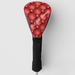 Couvre-club De Golf Diamant Or Rouge Tufté Votre Texte Tête De Golf Co