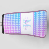 Couvre-club De Golf Diamants Ombres violets et bleus monogrammes (Devant)