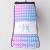 Couvre-club De Golf Diamants Ombres violets et bleus monogrammes (Tourné à 90°)