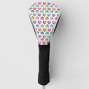 Couvre-club De Golf Diamond Heart Aquarelle Motif mignon Pastel Girly