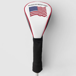 Couvre-club De Golf DIEU BÉNISSE MA FAMILLE MILITAIRE avec drapeau amé
