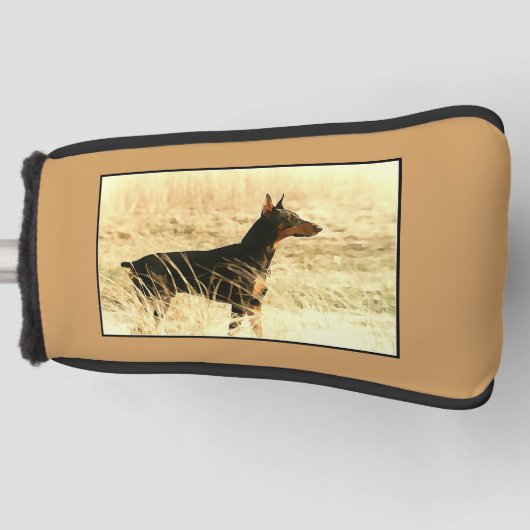 Couvre-club De Golf Dobermann en roseaux secs peignant l'image (Devant)