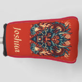 Couvre-club De Golf Dragon chinois avec flammes (Devant)