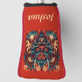 Couvre-club De Golf Dragon chinois avec flammes (Tourné à 90°)