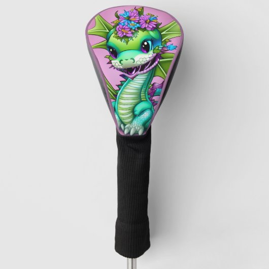 Couvre-club De Golf Dragon de bébé pourpre et vert (Devant)