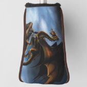 Couvre-club De Golf Dragon noir cuivre or (Tourné à 90°)