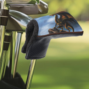 Couvre-club De Golf Dragon noir cuivre or