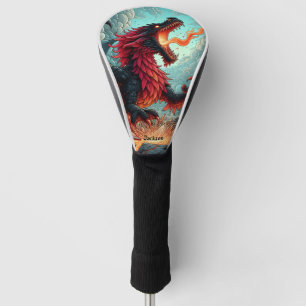 Couvre-club De Golf Dragon Rouge Personnalisé qui Souffle du Feu