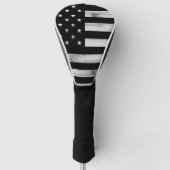 Couvre-club De Golf Drapeau américain Bois rustique Noir Blanc Patriot (Devant)