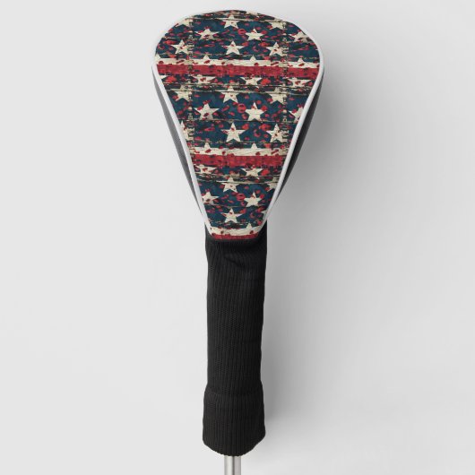 Couvre-club De Golf Drapeau américain rustique imprimé léopard (7) (Devant)