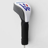 Couvre-club De Golf Drapeau de coeur Bleu AMOUR Personnalisé (Incliné)
