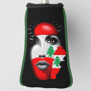 Couvre-club De Golf Drapeau et carte du Liban sur le visage de la fill