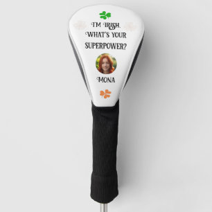 Couvre-club De Golf Drapeau irlandais & photo femme shamrock Golf Head