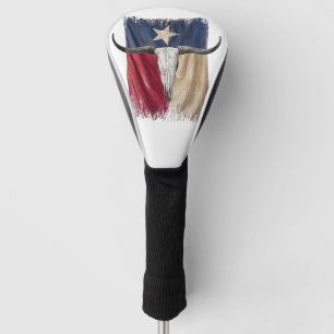 Couvre-club De Golf Drapeau Longhorn Taureau Distressé Taurillon