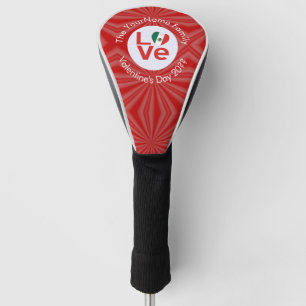 Couvre-club De Golf Drapeau LOVE rouge mexicain personnalisé