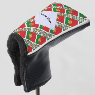 Couvre-club De Golf Drapeau portugais personnalisé en mosaïque noire