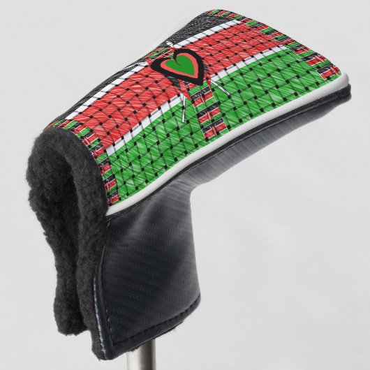 Couvre-club De Golf Drapeau tressé du Kenya noir rouge vert (Devant 3/4)