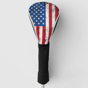 Couvre-club De Golf Drapeau vintage américain Design Rouge Blanc Bleu