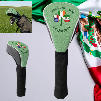Couvre-club De Golf Drapeaux irlandais mexicains USA Trèfle Personnali