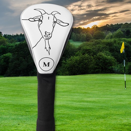 Couvre-club De Golf drôle Chèvre noir et blanc monogramme initial