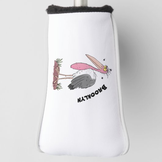 Couvre-club De Golf Drôle dessin animé de cigogne en marabou (Tourné à 90°)