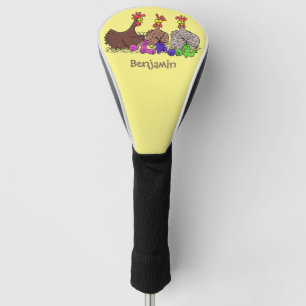 Couvre-club De Golf Drôle dessin animé de poulets de tricot
