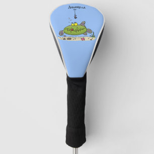 Couvre-club De Golf Drôle gras affamé poisson vert dessin de pêche