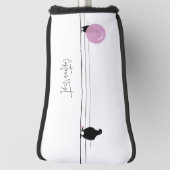 Couvre-club De Golf Drôle mignon Bubblegum Birds sur un fil blanc (Tourné à 90°)