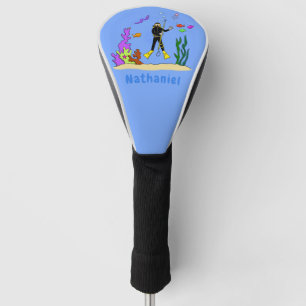 Couvre-club De Golf Drôle plongeur et poisson mer créatures dessin ani
