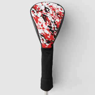 Couvre-club De Golf Éclaboussure abstraite rouge et noire