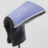 Couvre-club De Golf Écriture cursive éditable | Violet blanc et violet (Devant 3/4)