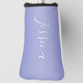 Couvre-club De Golf Écriture cursive éditable | Violet blanc et violet (Tourné à 90°)
