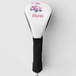 Couvre-club De Golf Écriture manuscrite monogramme panier rose