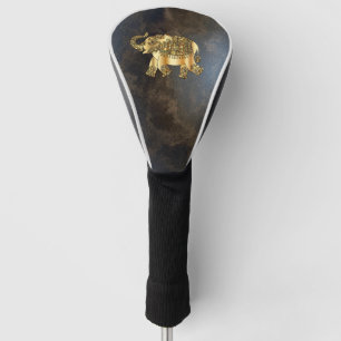 Couvre-club De Golf Elégant Eléphant Floral Paisley Or, Look Cuir