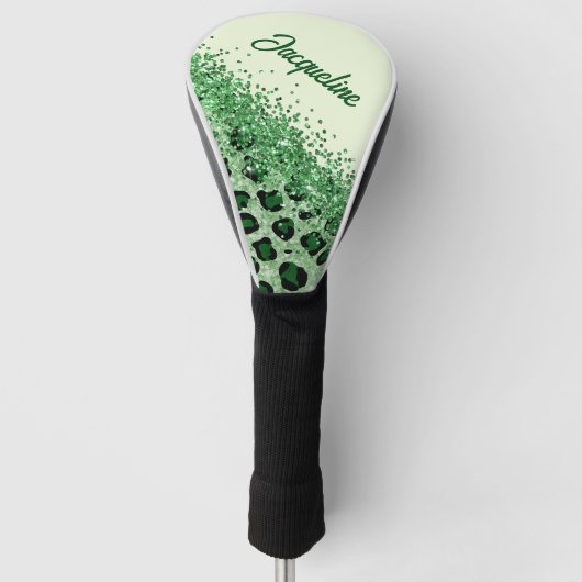 Couvre-club De Golf Élégant Empreinte de léopard vert (Devant)