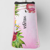 Couvre-club De Golf Élégant Flamant rose tropical floral (Tourné à 90°)