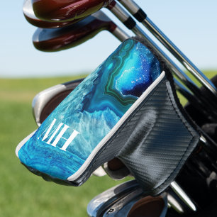 Couvre-club De Golf Élégant Golfeur d'agate Monogramme initial