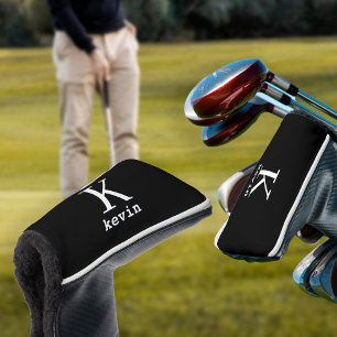 Couvre-club De Golf Élégant golfeur noir personnalisé avec monogramme
