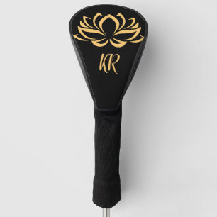 Couvre-club De Golf Elégant Lotus or Fleur Zen Yoga Monogramme