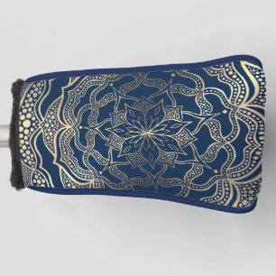 Couvre-club De Golf Elégant Mandala Art Boho Gold et Navy Blue Luxury