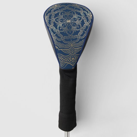 Couvre-club De Golf Elégant Mandala Art Boho Gold et Navy Blue Luxury (Devant)