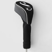 Couvre-club De Golf Élégant monogramme | Blanc noir (Incliné)