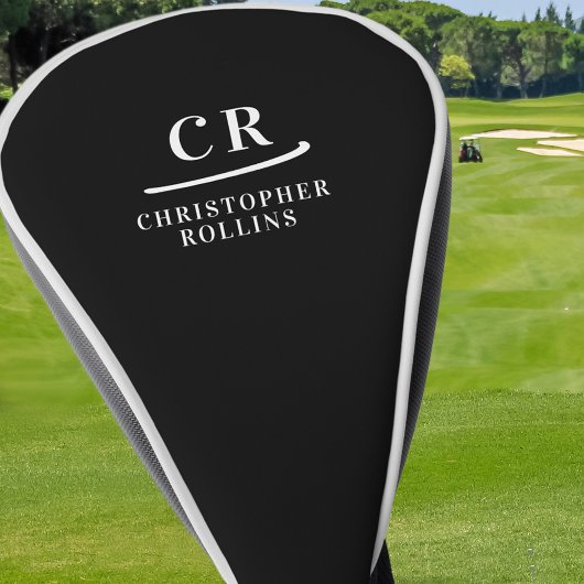 Couvre-club De Golf Élégant Monogramme moderne Initiales Nom Personnal