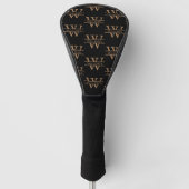 Couvre-club De Golf Élégant Monogramme Nom initial Noir personnalisé (Devant)