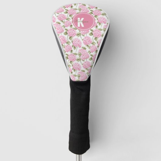 Couvre-club De Golf Élégant Motif de fleurs d'hydragea rose (Devant)