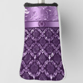 Couvre-club De Golf Élégant Noir Et Métallurgique Violet Damas & Dente (Tourné à 90°)