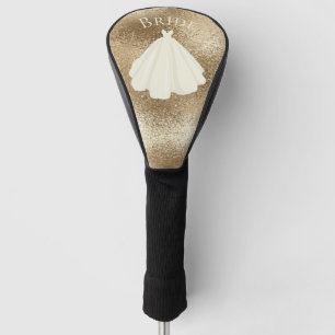 Couvre-club De Golf Élégant or blanc mariée Gown Mariage de typogra
