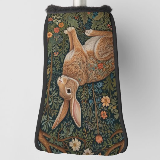 Couvre-club De Golf Élégant retro lapin boisé boisé fleuri (Tourné à 90°)