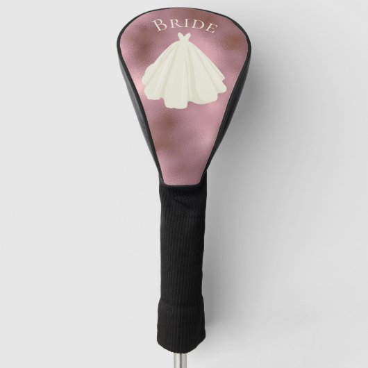 Couvre-club De Golf Élégant rose blanc mariée Gown Mariage de typograp (Devant)