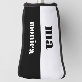 Couvre-club De Golf Elegant &white script monogram initial 